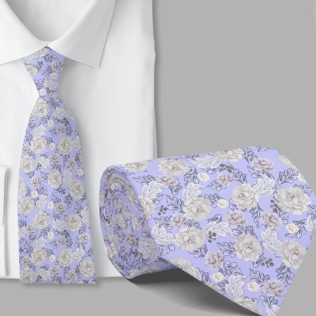 Blommönster Ljusblå Blommor Slipsklöver Slips (Skapare uppladdad)