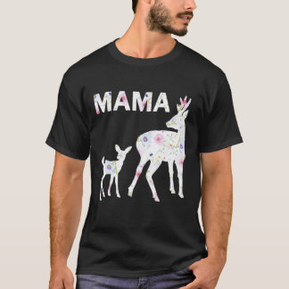 Blommönster Mamma Fawn Doe Passande Scoop Mammor T Shirt