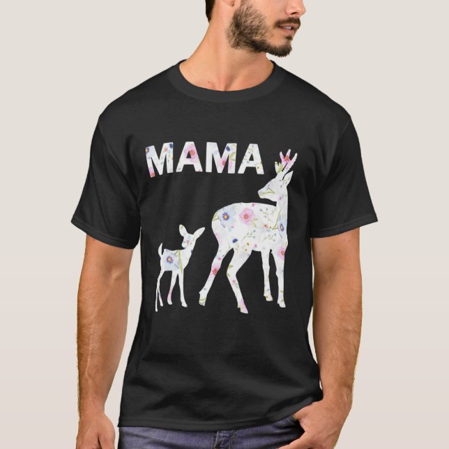 Blommönster Mamma Fawn Doe Passande Scoop Mammor T Shirt (Framsida)