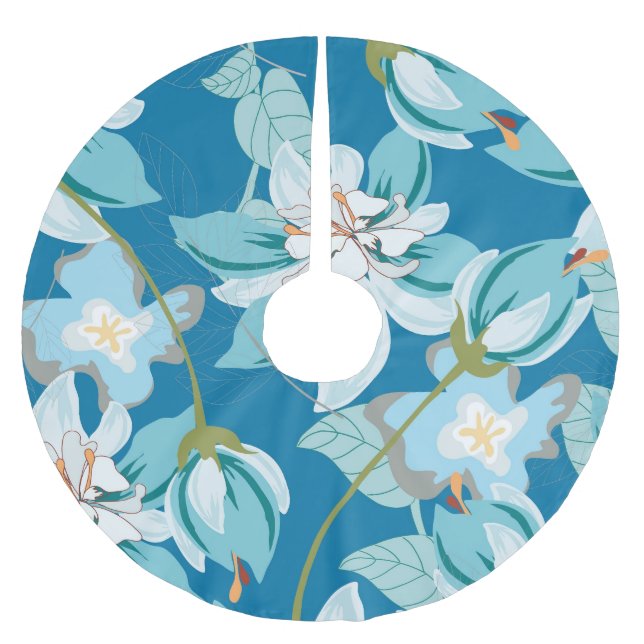 Blommönster, mångsidig blomdesign. julgransmatta borstad polyester (Framsidan)