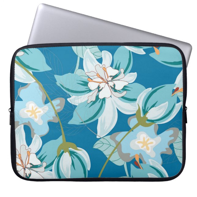 Blommönster, mångsidig blomdesign. laptop fodral (Framsidan)