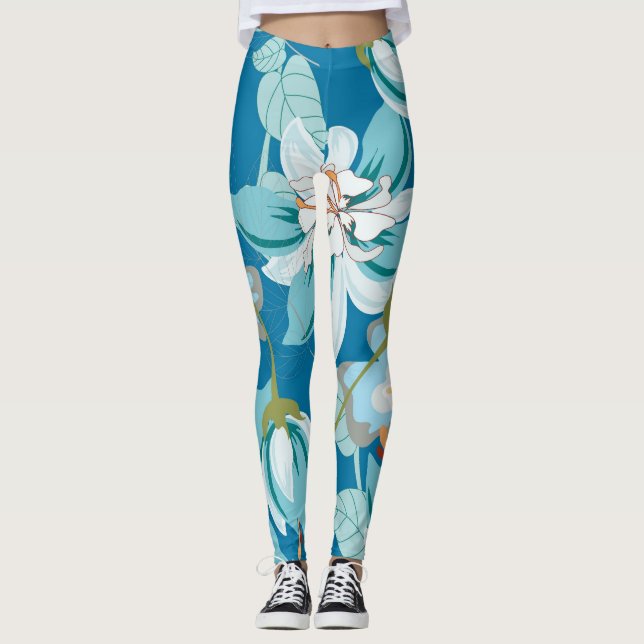 Blommönster, mångsidig blomdesign. leggings (Framsida)