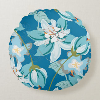 Blommönster, mångsidig blomdesign. rund kudde