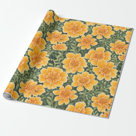 Blommönster Marigold Flowers Presentpapper
