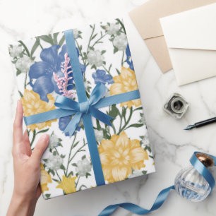 Blommönster med Big Flowers Bluebell May Lily Presentpapper