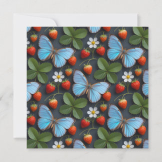 Blommönster med blå Morpho-fjärilar Julkort