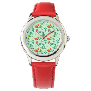 Blommönster med blommor från färgad ro armbandsur