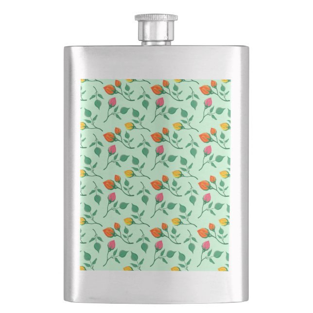 Blommönster med blommor från färgad ro fickplunta (Framsidan)