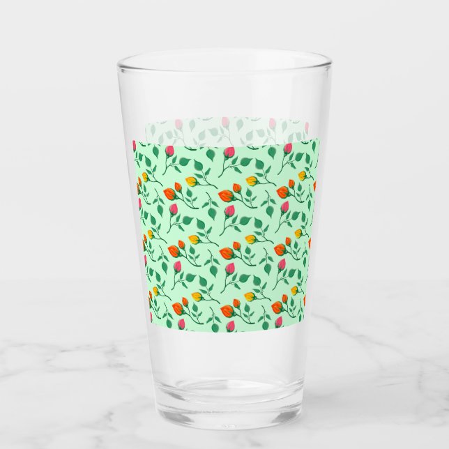 Blommönster med blommor från färgad ro glaskopp (Framsida)