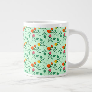 Blommönster med blommor från färgad ro jumbo mugg