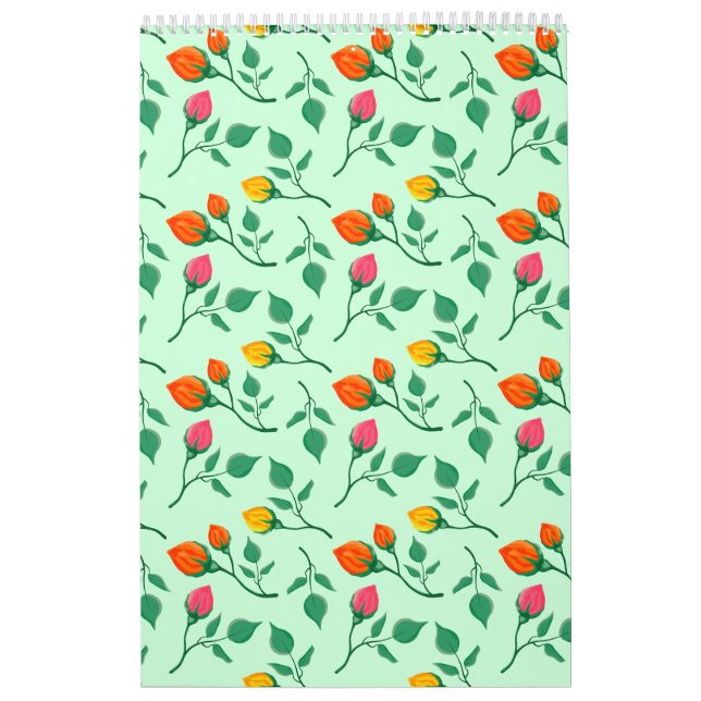Blommönster med blommor från färgad ro kalender (Omslag)