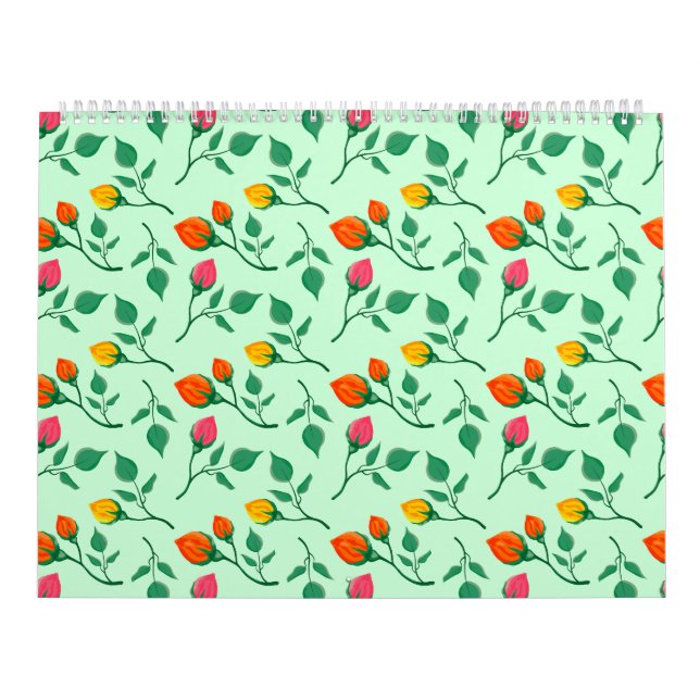Blommönster med blommor från färgad ro kalender (Omslag)