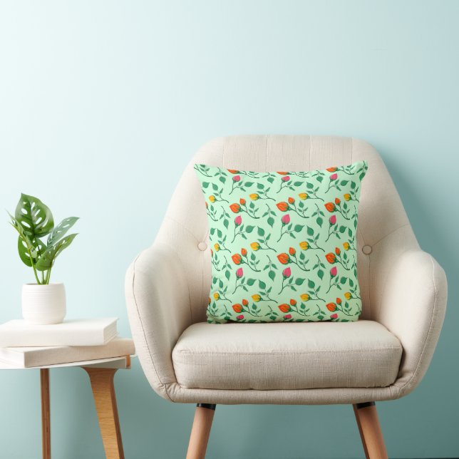 Blommönster med blommor från färgad ro kudde (Stol)