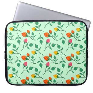 Blommönster med blommor från färgad ro laptop fodral