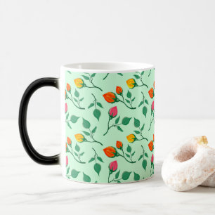 Blommönster med blommor från färgad ro magisk mugg
