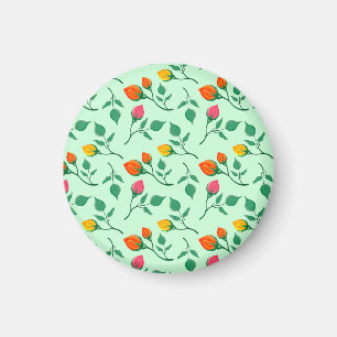 Blommönster med blommor från färgad ro magnet