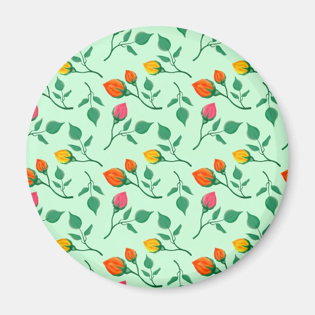 Blommönster med blommor från färgad ro magnet (Framsidan)