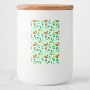 Blommönster med blommor från färgad ro mat etikett