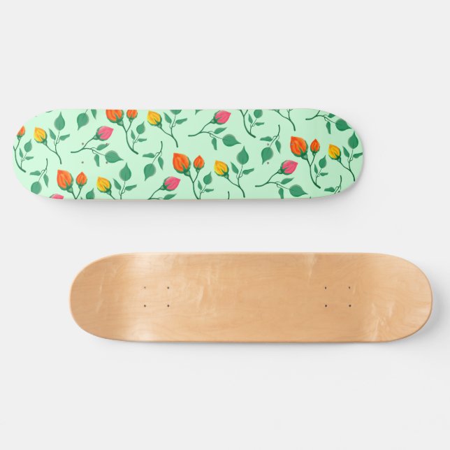 Blommönster med blommor från färgad ro mini skateboard bräda 18,5 cm (Horz)