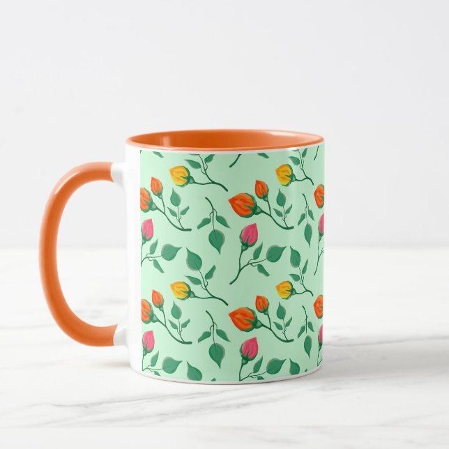 Blommönster med blommor från färgad ro mugg (Vänster)