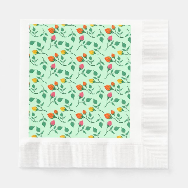 Blommönster med blommor från färgad ro pappersservett (Framsidan)