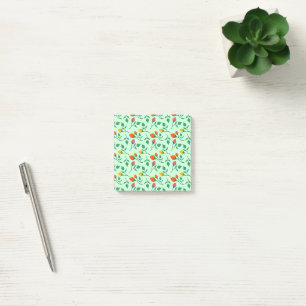 Blommönster med blommor från färgad ro post-it block