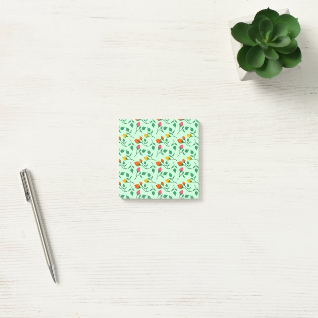 Blommönster med blommor från färgad ro post-it block (Kontor)