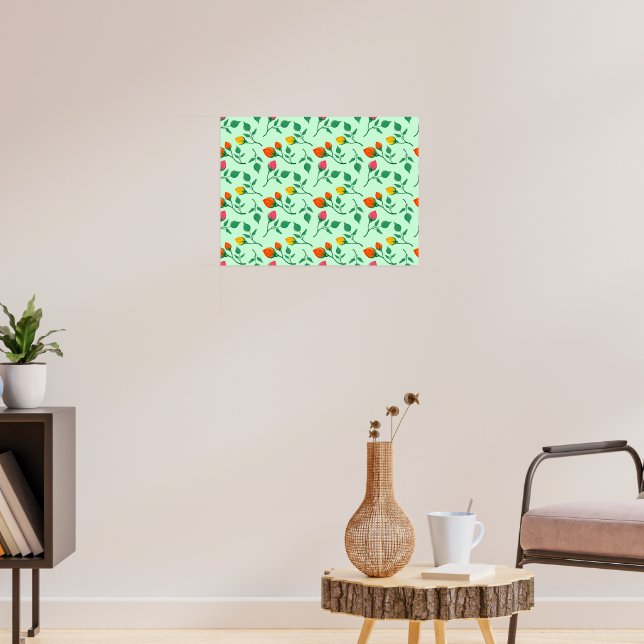 Blommönster med blommor från färgad ro poster (Vardagsrum 3)