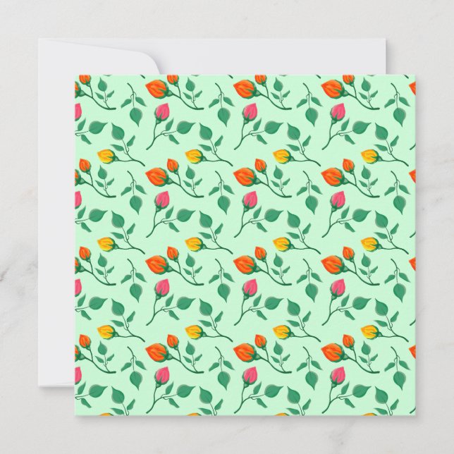 Blommönster med blommor från färgad ro spara datumet (Framsida)