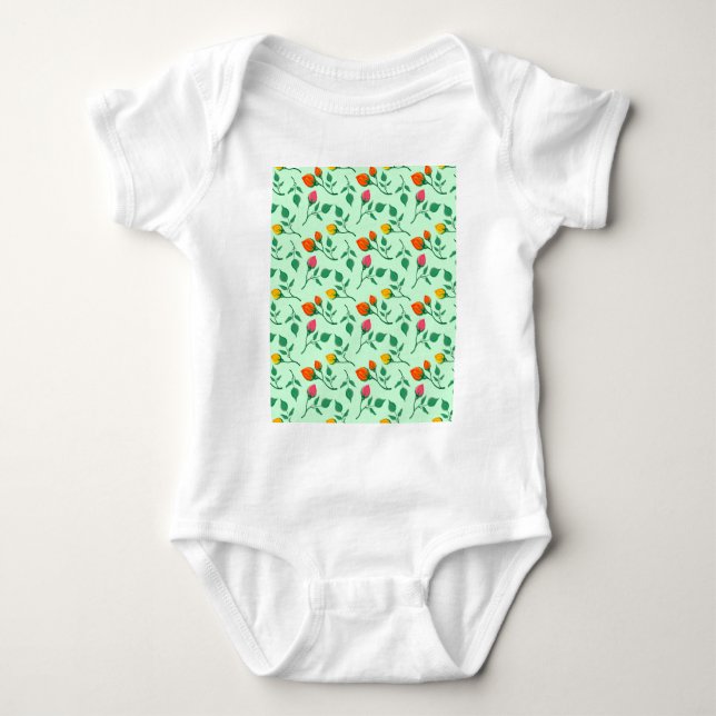 Blommönster med blommor från färgad ro t shirt (Framsida)