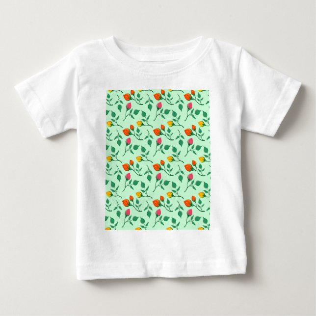 Blommönster med blommor från färgad ro t shirt (Framsida)