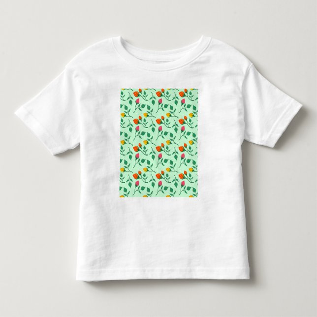 Blommönster med blommor från färgad ro t shirt (Framsida)