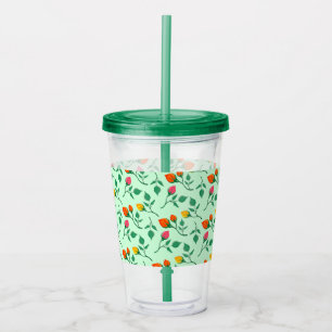 Blommönster med blommor från färgad ro take away mugg