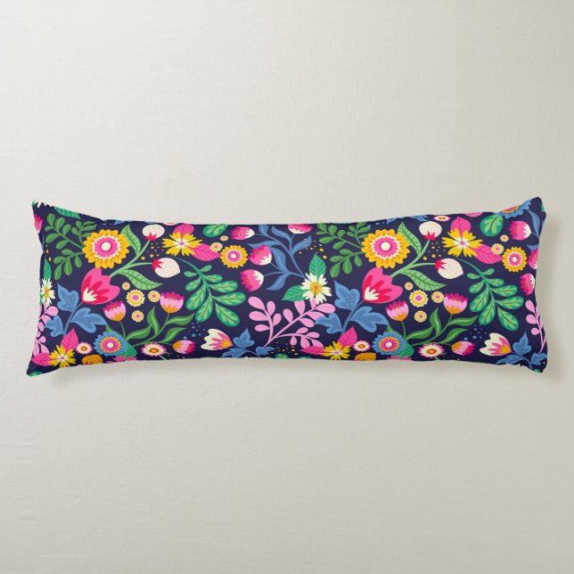 Blommönster med exotisk handfärg-48330 kroppskudde (Framsidan)