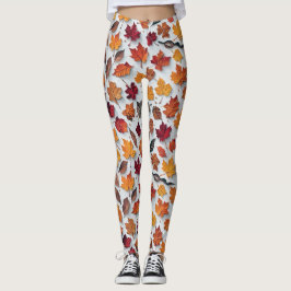 Blommönster med fallande löv 4 - Lagar Leggings