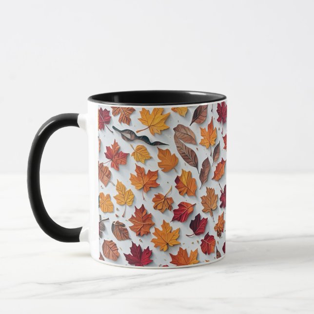 Blommönster med fallit löv 4 - Kaffe Mugg (Vänster)