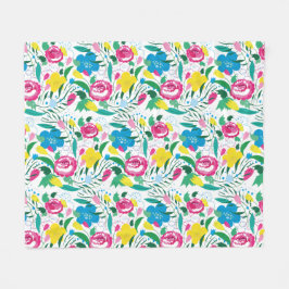 Blommönster med färgad bukett. fleecefilt