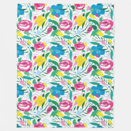 Blommönster med färgad bukett. fleecefilt