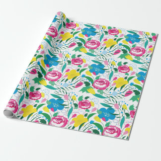 Blommönster med färgad bukett. presentpapper