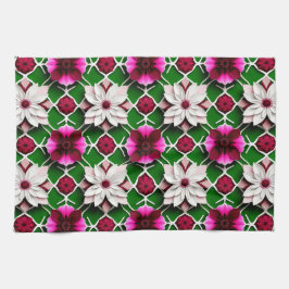 Blommönster med färgade blommor kökshandduk