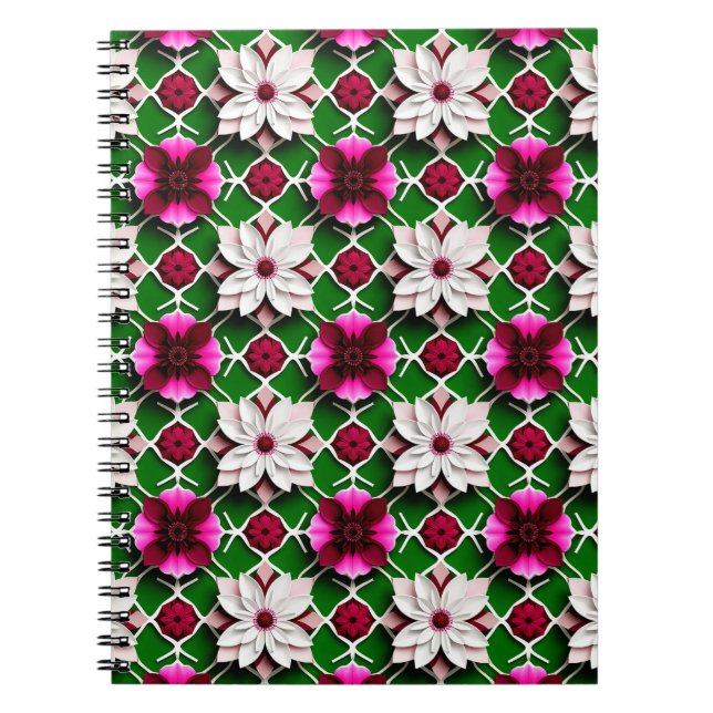Blommönster med färgglada blommor anteckningsbok (Framsidan)
