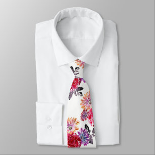Blommönster med färgstarka vattenfärger. slips