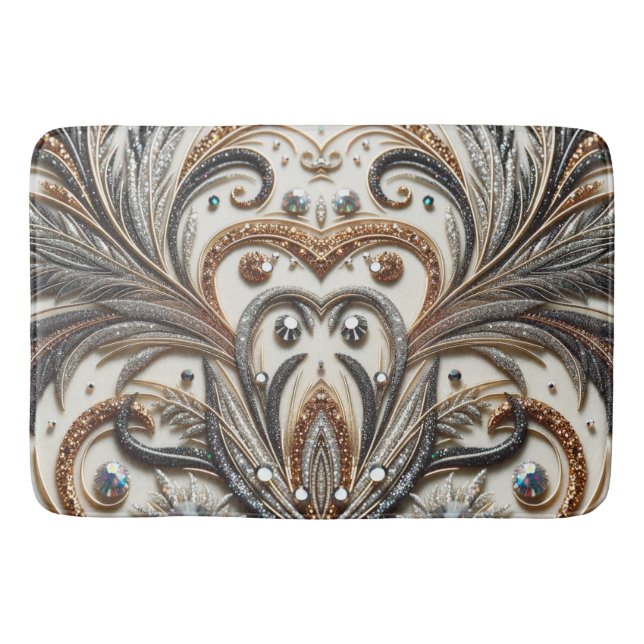 Blommönster med gemsten badrumsmatta (Framsidan)