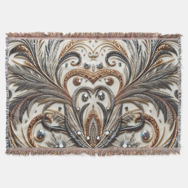 Blommönster med gemsten filt (Framsidan)