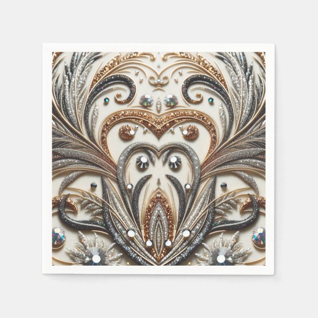 Blommönster med gemsten pappersservett (Framsidan)