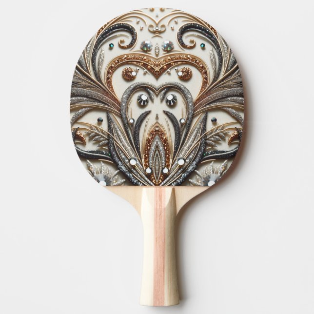 Blommönster med gemsten pingisracket (Framsidan)