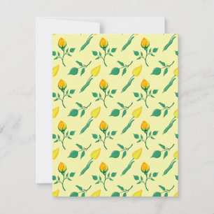 Blommönster med gul ros och tulpanblommor anteckningskort