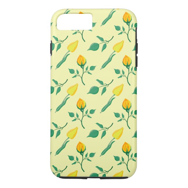 Blommönster med gul ros och tulpanblommor Case-Mate iPhone skal (Baksida)