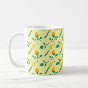 Blommönster med gul ros och tulpanblommor kaffemugg