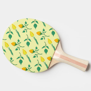 Blommönster med gul ros och tulpanblommor pingisracket